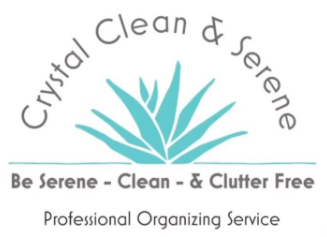 Serene & Clean logo: Crystal Clean & Serene, Be Serene, Clean and Clutter Free, Professional Organizing Service